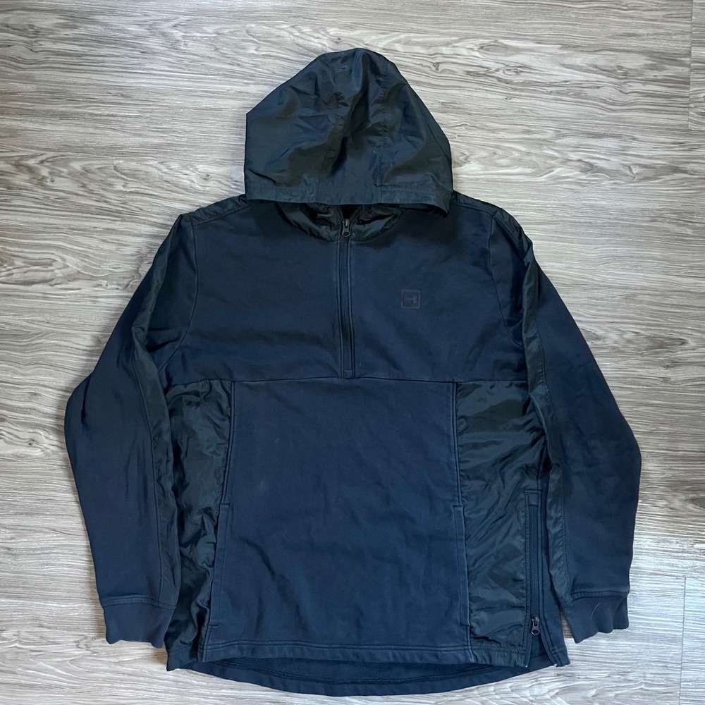 Under Armour Unstoppable 1/2 Zip Hoodie Mens 2XL Black Hybrid Pullover 1310585